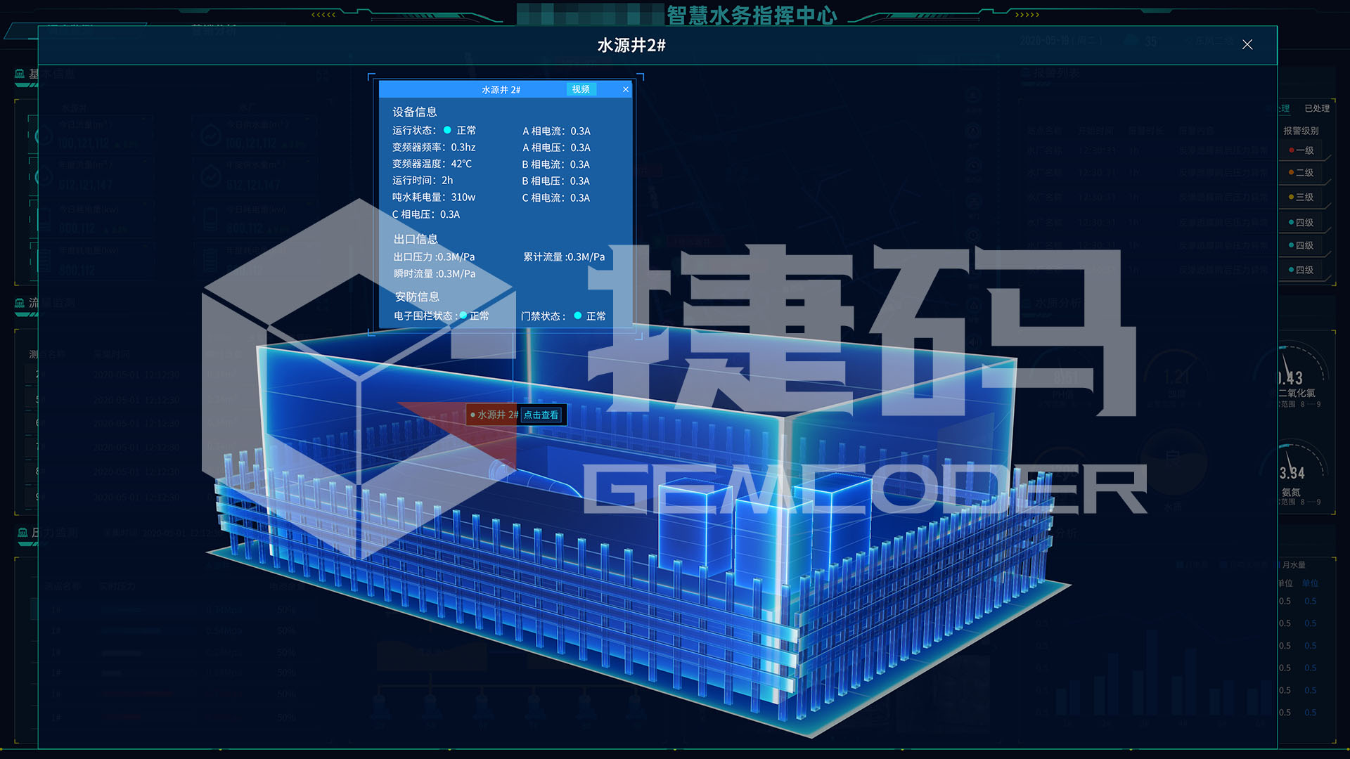 水务监测三维可视化系统